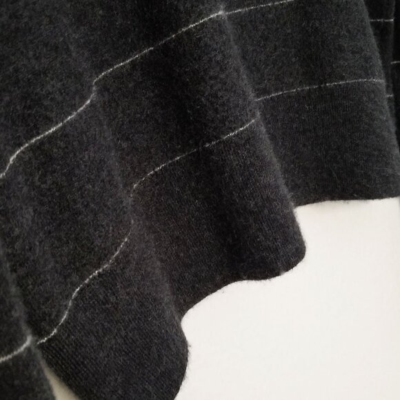 Vince Stripe Fitted 100% Cashmere Crewneck Sweater Charcoal Gray Size XL $345 - Picture 12 of 14